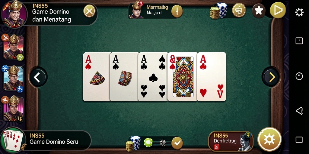 Tampilan gameplay seru di INS55 yang menampilkan strategi Domino.