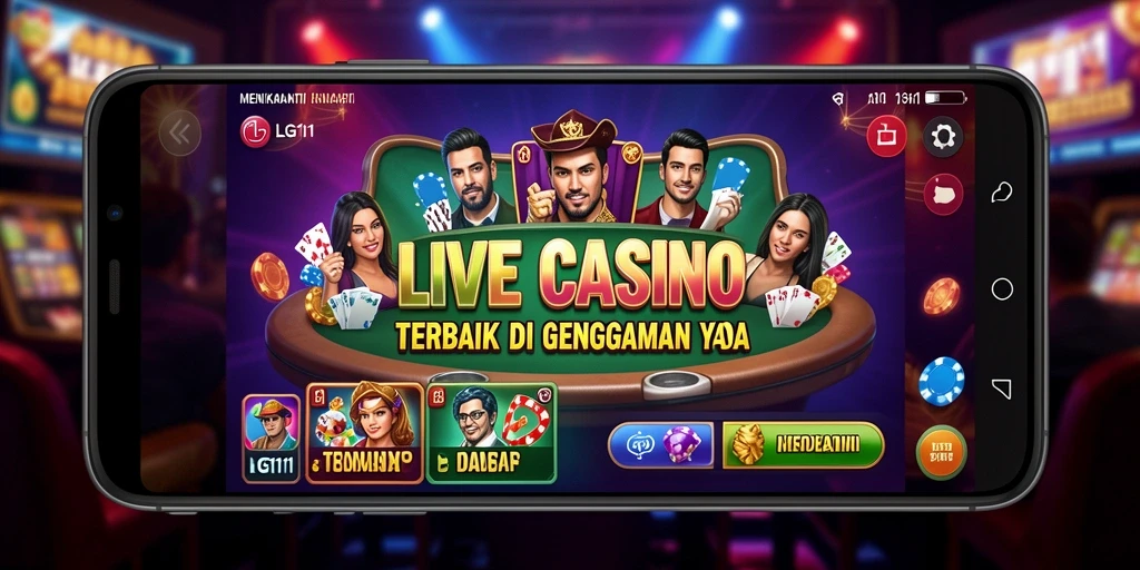 Screenshot gameplay LG111 yang menampilkan dealer profesional dan suasana kasino.