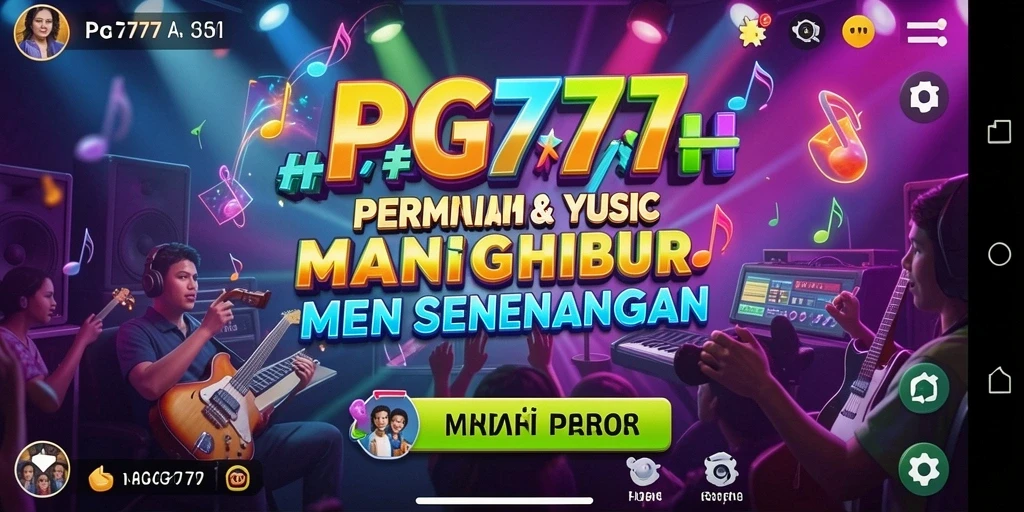 Tampilan utama PG777 menampilkan gameplay seru dipenuhi dengan tantangan musik.
