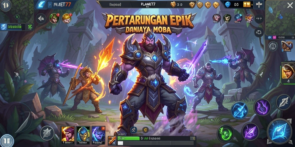 Screenshot menampilkan pertarungan intens dalam gameplay MOBA.