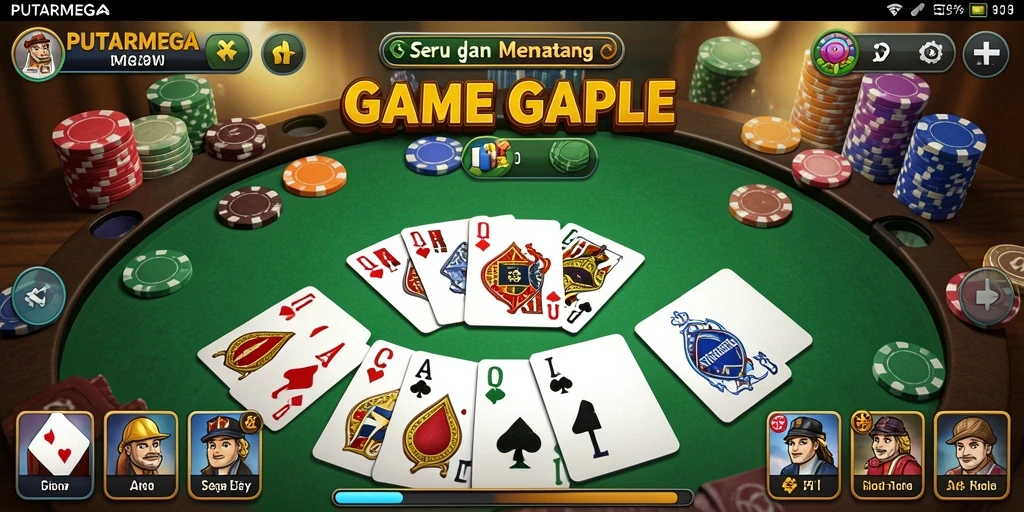 Tampilan menarik dari gameplay PUTARMEGA saat bermain Gaple.