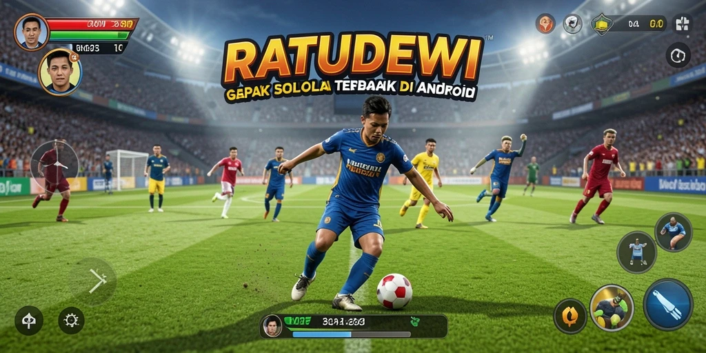 Tampilan menarik dari gameplay sepak bola yang intens.