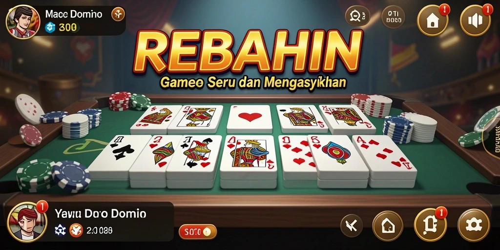 Screenshot gameplay REBAHIN menunjukkan suasana permainan Domino yang seru.