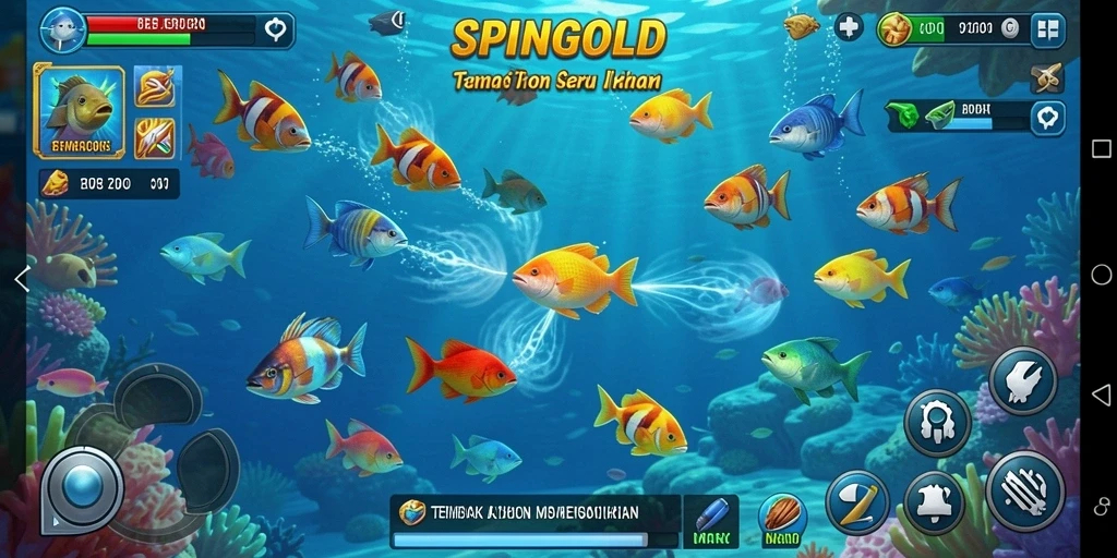 Gameplay SPINGOLD dengan aksi Tembak Ikan yang seru.
